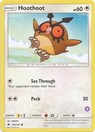 Hoothoot (106/147) (Deck Exclusive #1) [Sun & Moon: Trainer Kit - Alolan Sandslash] - Card Brawlers | Quebec | Canada | Yu-Gi-Oh!