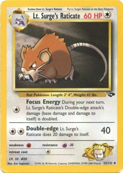 Lt. Surge's Raticate (53/132) [Gym Challenge Unlimited] - Card Brawlers | Quebec | Canada | Yu-Gi-Oh!