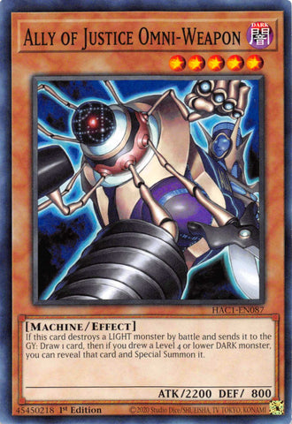 Ally of Justice Omni-Weapon [HAC1-EN087] Common - Card Brawlers | Quebec | Canada | Yu-Gi-Oh!