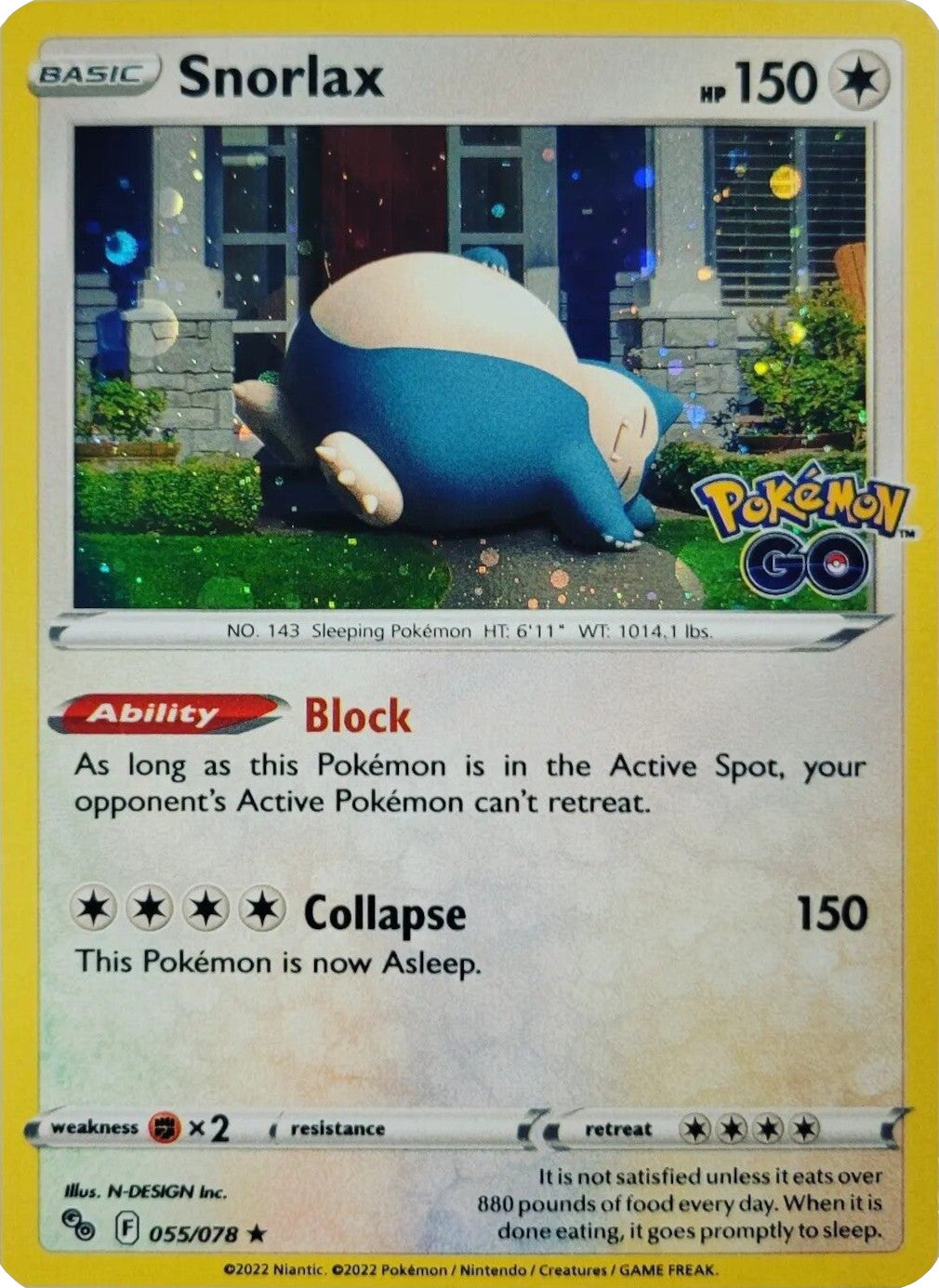 Snorlax (055/078) (Cosmos Holo) [Pokémon GO] - Card Brawlers | Quebec | Canada | Yu-Gi-Oh!