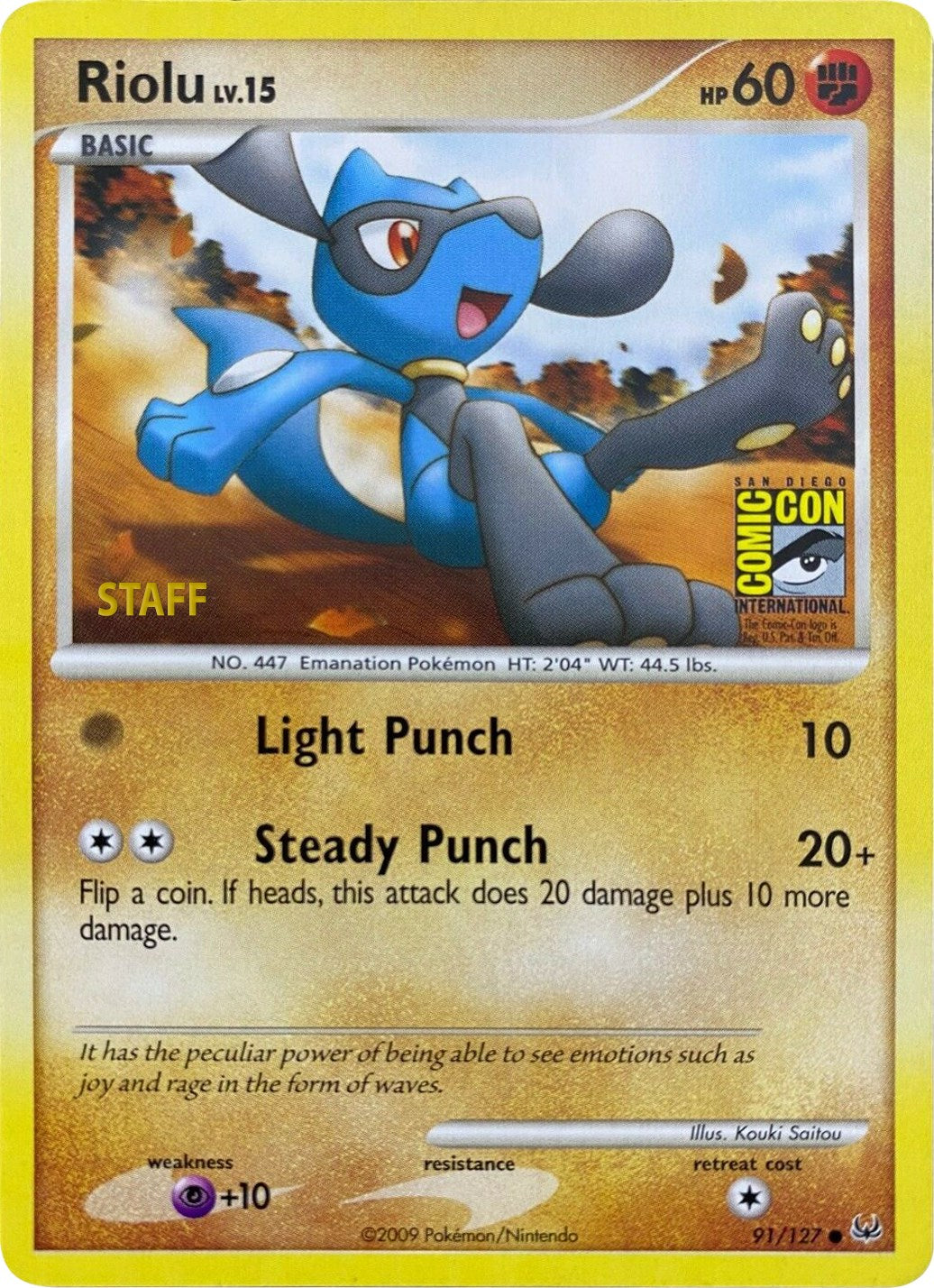 Riolu (91/127) (SDCC 2009) (Staff) [Platinum: Base Set] - Card Brawlers | Quebec | Canada | Yu-Gi-Oh!