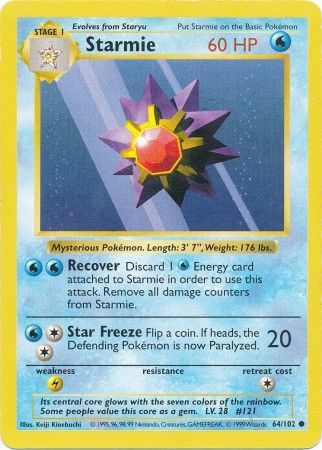 Starmie (64/102) [Base Set Shadowless Unlimited] - Card Brawlers | Quebec | Canada | Yu-Gi-Oh!