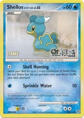 Shellos East Sea (106/132) (Origins Game Fair 2008 Staff) [Nintendo: Black Star Promos] - Card Brawlers | Quebec | Canada | Yu-Gi-Oh!