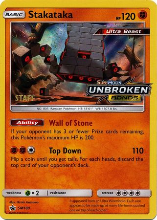 Stakataka (SM180) (Staff Prerelease Promo) [Sun & Moon: Black Star Promos] - Card Brawlers | Quebec | Canada | Yu-Gi-Oh!