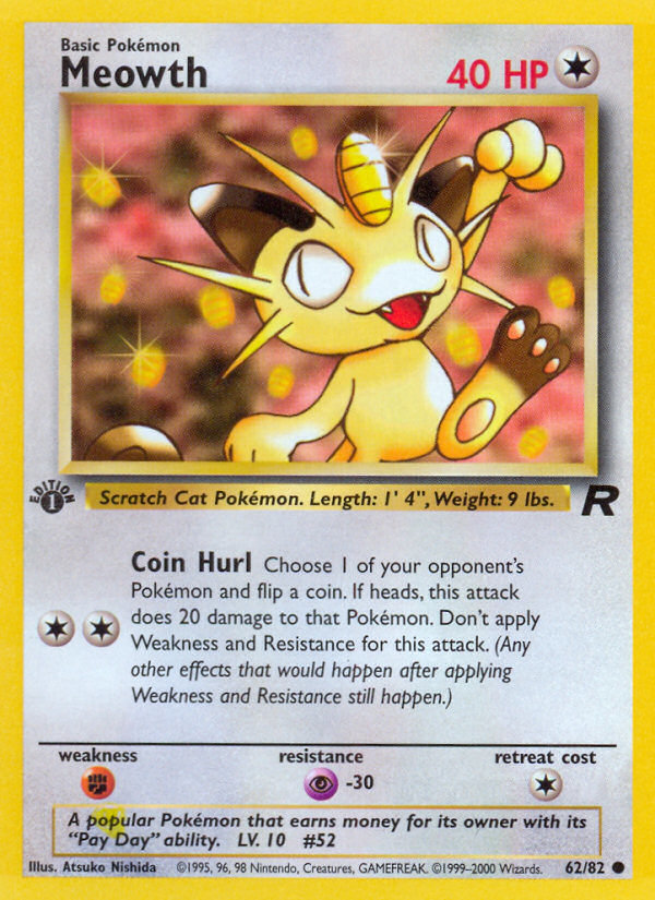 Meowth (62/82) [Team Rocket 1st Edition] - Card Brawlers | Quebec | Canada | Yu-Gi-Oh!