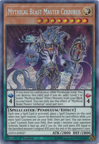 Mythical Beast Master Cerberus [EXFO-EN027] Secret Rare - Card Brawlers | Quebec | Canada | Yu-Gi-Oh!