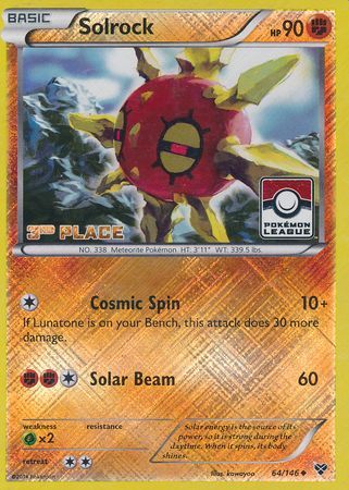 Solrock (64/146) (3rd Place League Challenge Promo) [XY: Base Set] - Card Brawlers | Quebec | Canada | Yu-Gi-Oh!