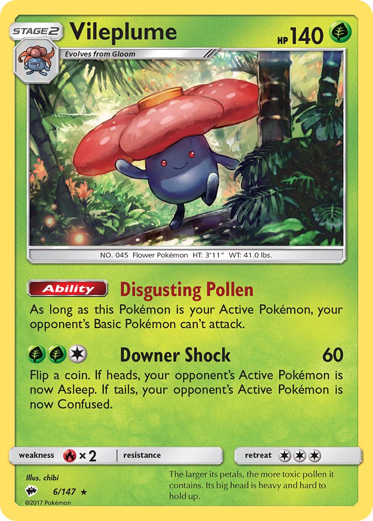 Vileplume (6/147) (Prerelease Kit Exclusive) (Theme Deck Exclusive) [Sun & Moon: Burning Shadows] - Card Brawlers | Quebec | Canada | Yu-Gi-Oh!