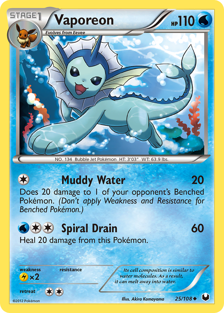 Vaporeon (25/108) [Black & White: Dark Explorers] - Card Brawlers | Quebec | Canada | Yu-Gi-Oh!