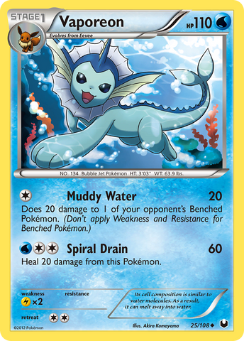 Vaporeon (25/108) [Black & White: Dark Explorers] - Card Brawlers | Quebec | Canada | Yu-Gi-Oh!