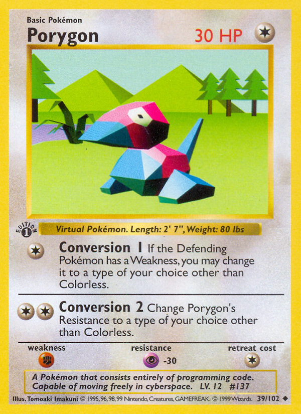 Porygon (39/102) (Shadowless) [Base Set 1st Edition] - Card Brawlers | Quebec | Canada | Yu-Gi-Oh!