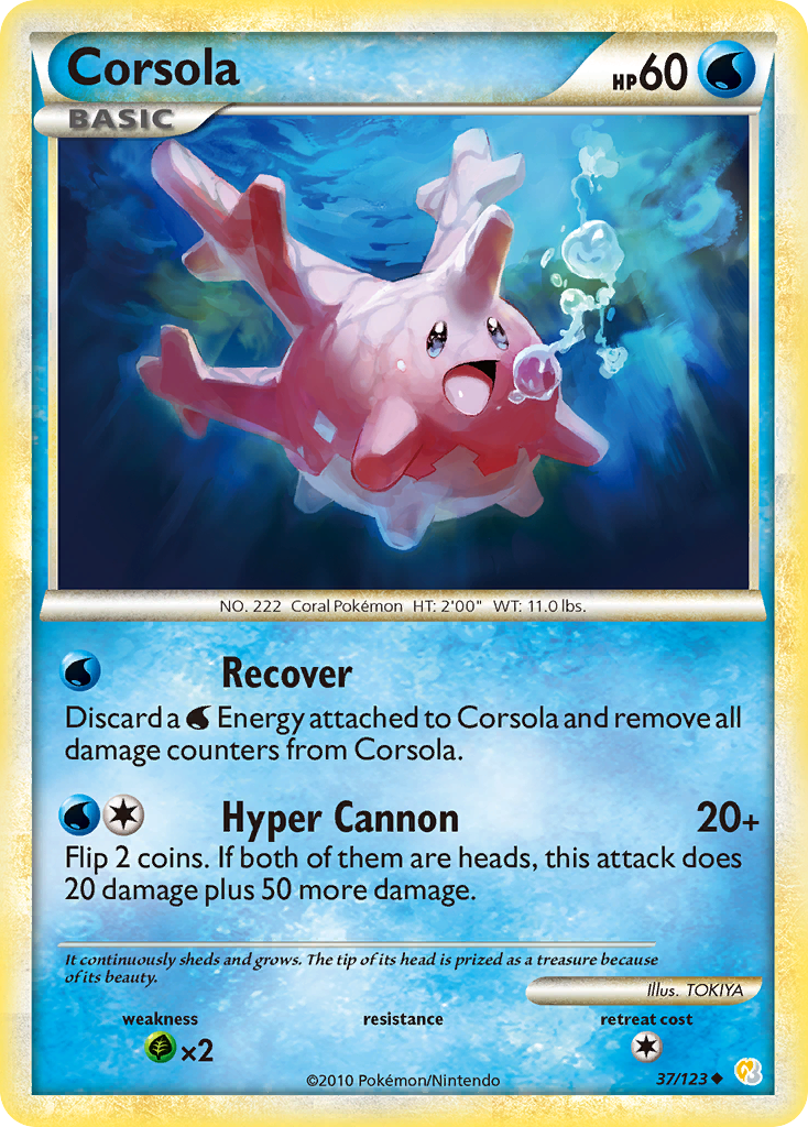 Corsola (37/123) [HeartGold & SoulSilver: Base Set] - Card Brawlers | Quebec | Canada | Yu-Gi-Oh!