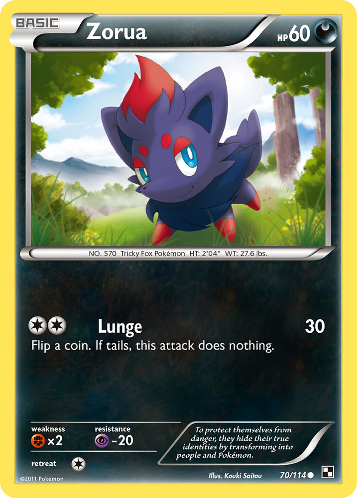 Zorua (70/114) [Black & White: Base Set] - Card Brawlers | Quebec | Canada | Yu-Gi-Oh!