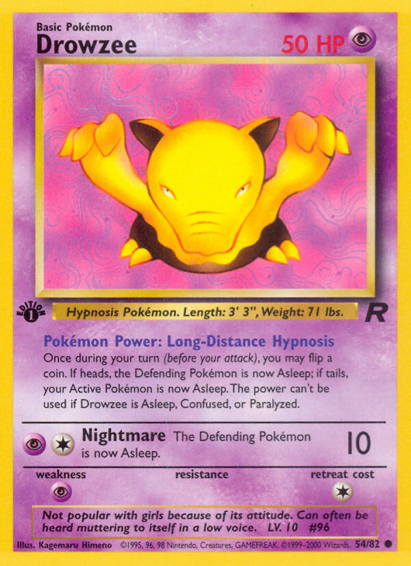 Drowzee (54/82) [Team Rocket 1st Edition] - Card Brawlers | Quebec | Canada | Yu-Gi-Oh!