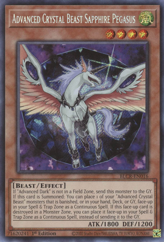 Advanced Crystal Beast Sapphire Pegasus [BLCR-EN016] Secret Rare - Card Brawlers | Quebec | Canada | Yu-Gi-Oh!