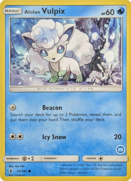 Alolan Vulpix (21/145) (Deck Exclusive #29) [Sun & Moon: Trainer Kit - Alolan Ninetales] - Card Brawlers | Quebec | Canada | Yu-Gi-Oh!
