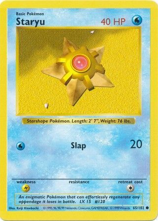 Staryu (65/102) [Base Set Shadowless Unlimited] - Card Brawlers | Quebec | Canada | Yu-Gi-Oh!