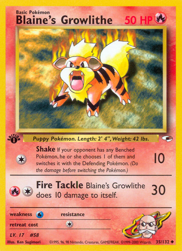 Blaine's Growlithe (35/132) [Gym Heroes 1st Edition] - Card Brawlers | Quebec | Canada | Yu-Gi-Oh!