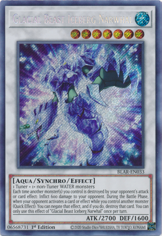 Glacial Beast Iceberg Narwhal [BLAR-EN033] Secret Rare - Card Brawlers | Quebec | Canada | Yu-Gi-Oh!