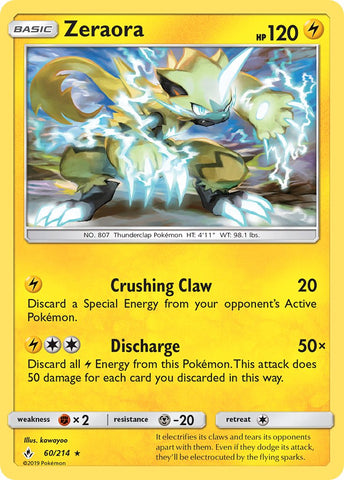 Zeraora (60/214) (Cracked Ice Holo) (Theme Deck Exclusive) [Sun & Moon: Unbroken Bonds] - Card Brawlers | Quebec | Canada | Yu-Gi-Oh!