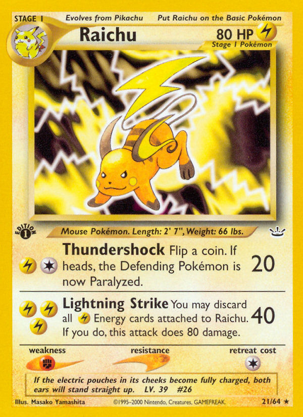 Raichu (21/64) [Neo Revelation 1st Edition] - Card Brawlers | Quebec | Canada | Yu-Gi-Oh!
