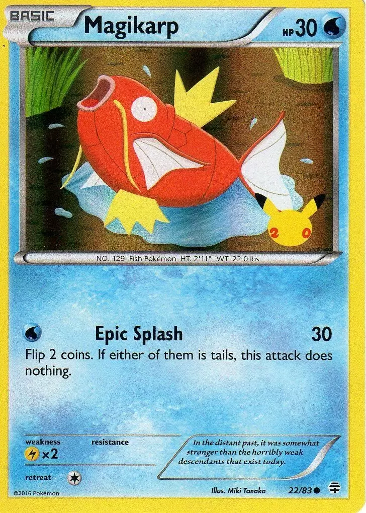 Magikarp (22/83) (20th Anniversary Stamp) [XY: Generations] - Card Brawlers | Quebec | Canada | Yu-Gi-Oh!