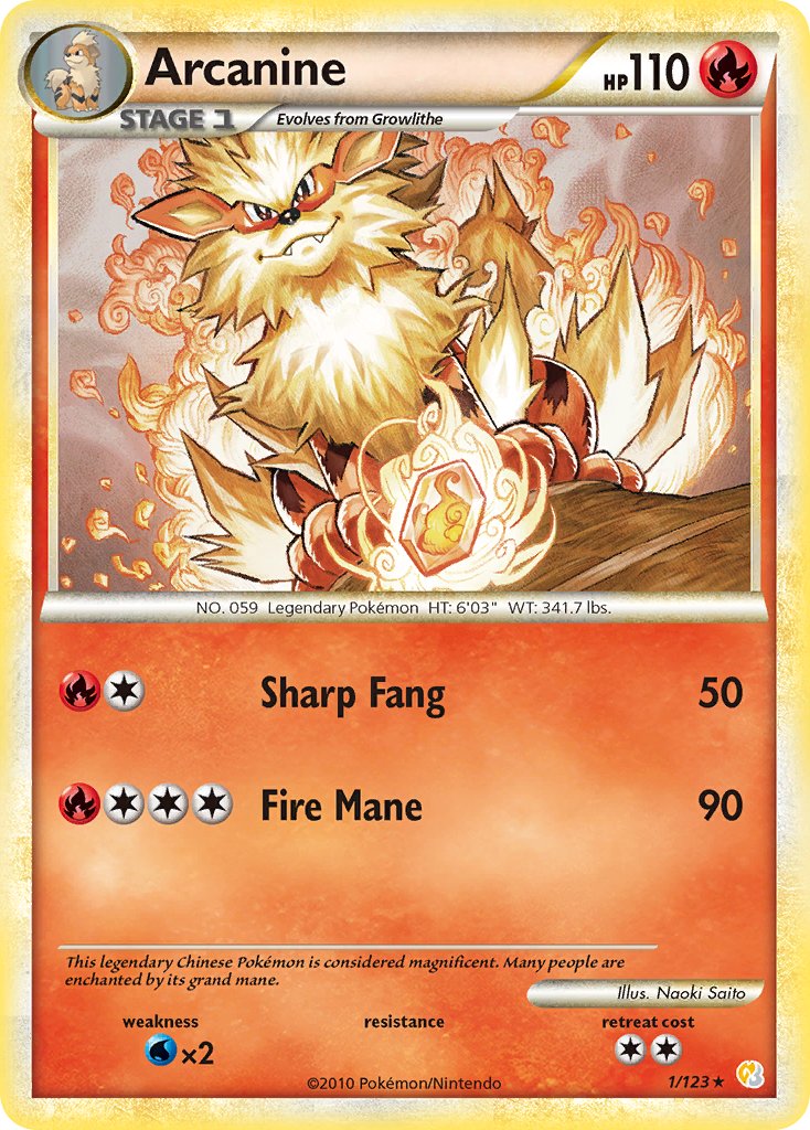 Arcanine (1/123) (Theme Deck Exclusive) [HeartGold & SoulSilver: Base Set] - Card Brawlers | Quebec | Canada | Yu-Gi-Oh!