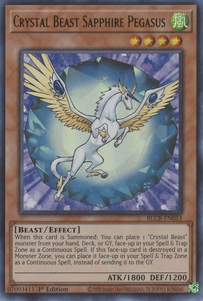 Crystal Beast Sapphire Pegasus [BLCR-EN053] Ultra Rare - Card Brawlers | Quebec | Canada | Yu-Gi-Oh!