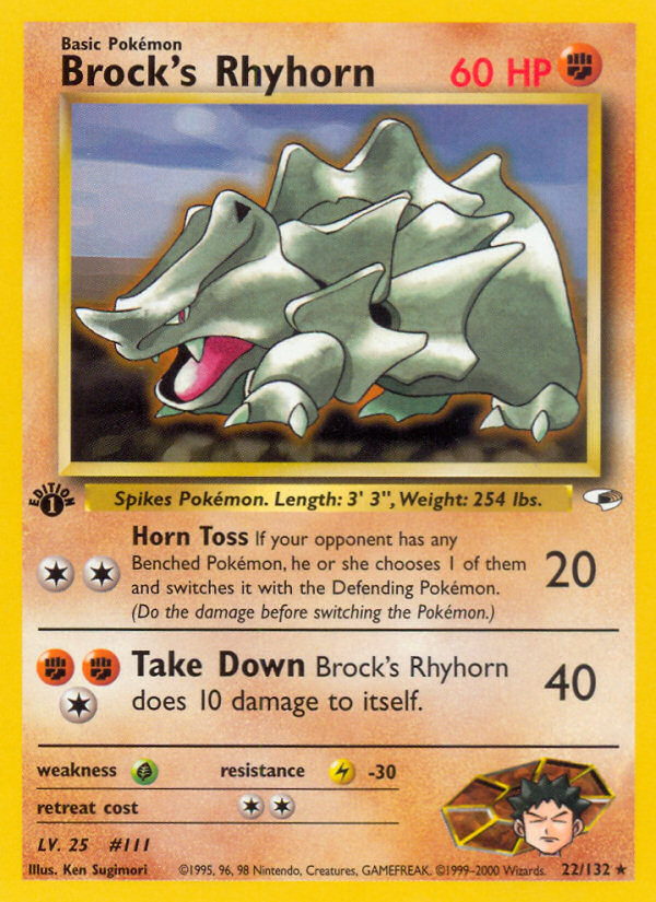 Brock's Rhyhorn (22/132) [Gym Heroes 1st Edition] - Card Brawlers | Quebec | Canada | Yu-Gi-Oh!