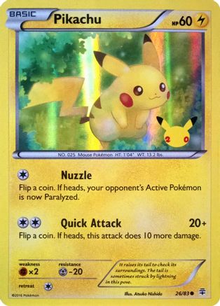 Pikachu (26/83) (20th Anniversary) [XY: Generations] - Card Brawlers | Quebec | Canada | Yu-Gi-Oh!