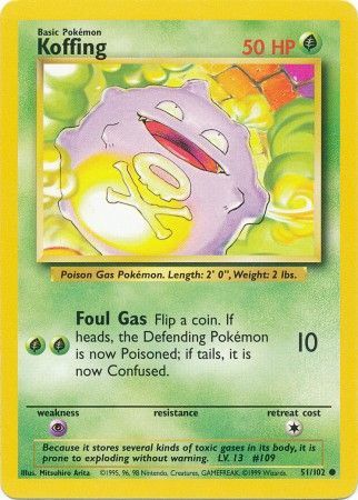 Koffing (51/102) [Base Set Unlimited] - Card Brawlers | Quebec | Canada | Yu-Gi-Oh!