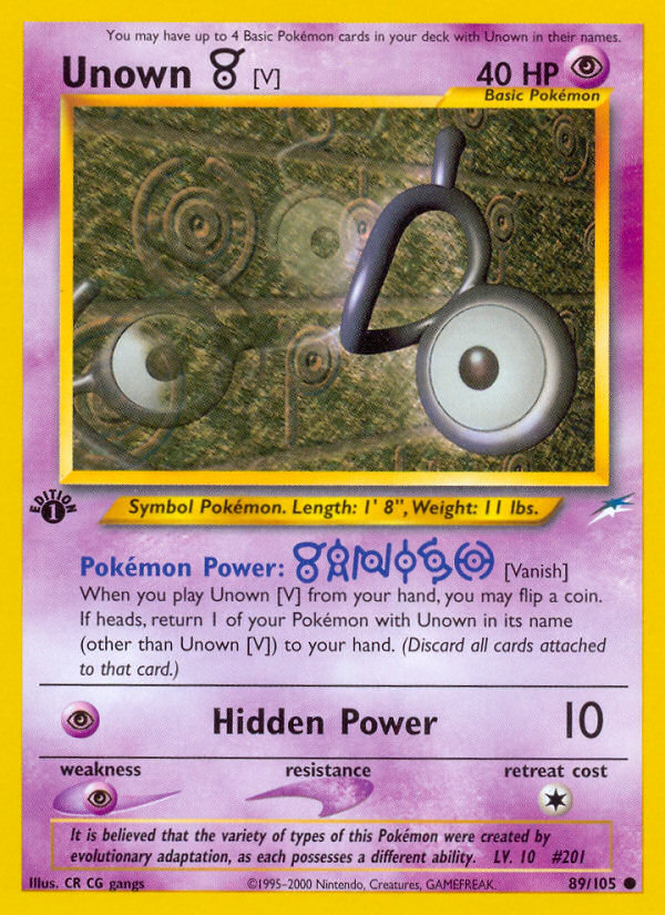 Unown [V] (89/105) [Neo Destiny 1st Edition] - Card Brawlers | Quebec | Canada | Yu-Gi-Oh!