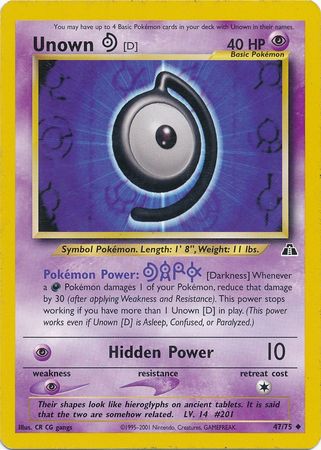 Unown [D] (47/75) [Neo Discovery Unlimited] - Card Brawlers | Quebec | Canada | Yu-Gi-Oh!