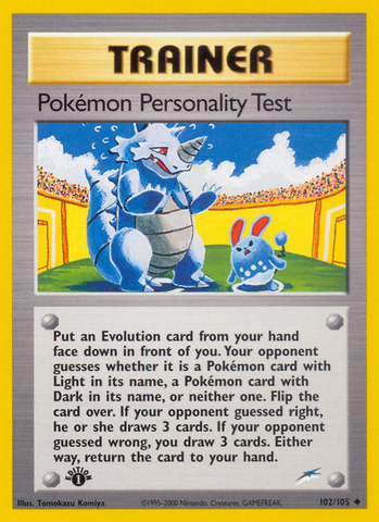 Pokemon Personality Test (102/105) [Neo Destiny 1st Edition] - Card Brawlers | Quebec | Canada | Yu-Gi-Oh!