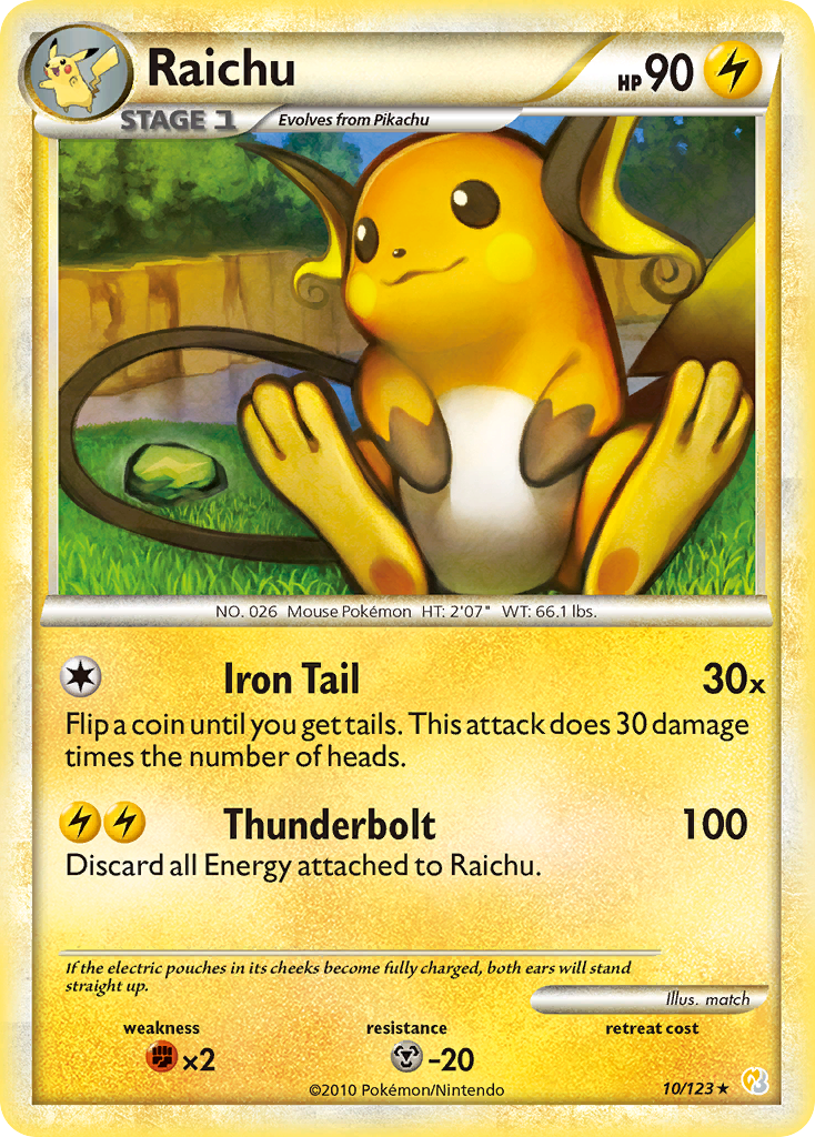 Raichu (10/123) [HeartGold & SoulSilver: Base Set] - Card Brawlers | Quebec | Canada | Yu-Gi-Oh!