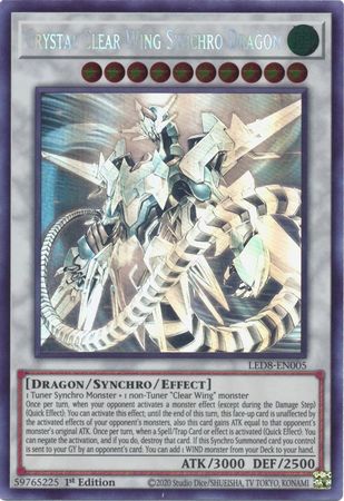 Crystal Clear Wing Synchro Dragon [LED8-EN005] Ghost Rare - Card Brawlers | Quebec | Canada | Yu-Gi-Oh!