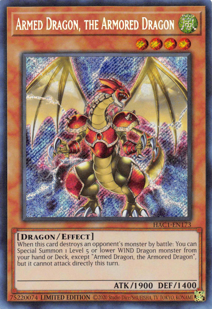 Armed Dragon, the Armored Dragon [HAC1-EN173] Secret Rare - Card Brawlers | Quebec | Canada | Yu-Gi-Oh!