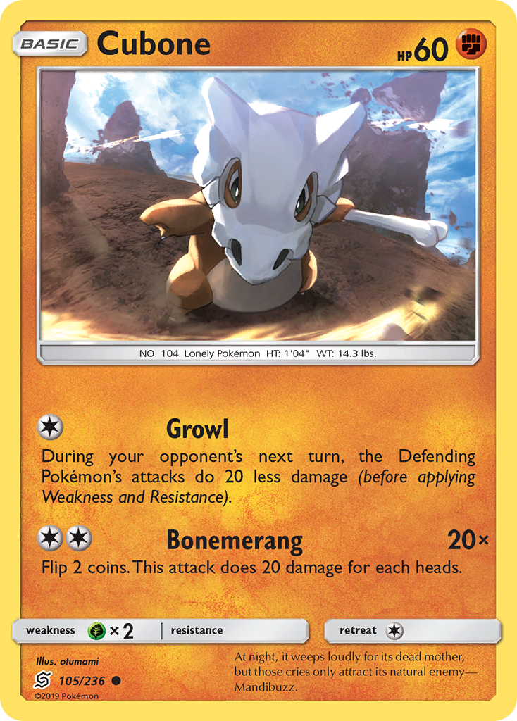 Cubone (105/236) [Sun & Moon: Unified Minds] - Card Brawlers | Quebec | Canada | Yu-Gi-Oh!