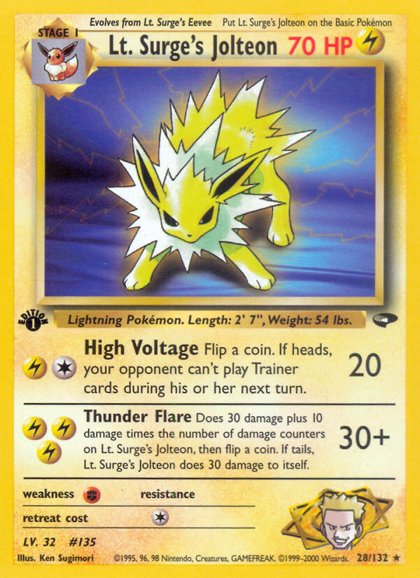 Lt. Surge's Jolteon (28/132) [Gym Challenge 1st Edition] - Card Brawlers | Quebec | Canada | Yu-Gi-Oh!
