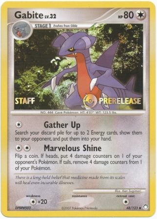 Gabite (48/123) (Staff Prerelease Promo) [Diamond & Pearl: Black Star Promos] - Card Brawlers | Quebec | Canada | Yu-Gi-Oh!