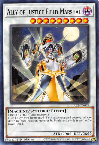 Ally of Justice Field Marshal [HAC1-EN091] Common - Card Brawlers | Quebec | Canada | Yu-Gi-Oh!