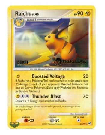 Raichu (27/99) (Staff Prerelease Promo) [Nintendo: Black Star Promos] - Card Brawlers | Quebec | Canada | Yu-Gi-Oh!