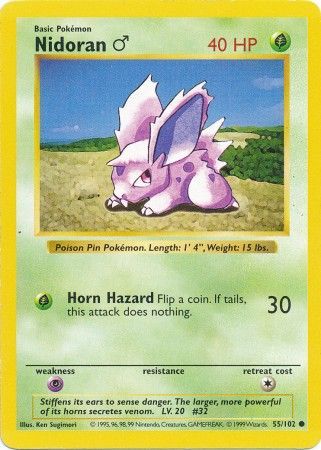 Nidoran (55/102) (Male) [Base Set Shadowless Unlimited] - Card Brawlers | Quebec | Canada | Yu-Gi-Oh!