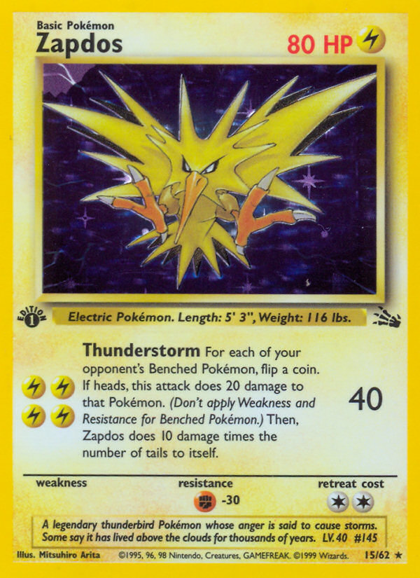 Zapdos (15/62) [Fossil 1st Edition] - Card Brawlers | Quebec | Canada | Yu-Gi-Oh!