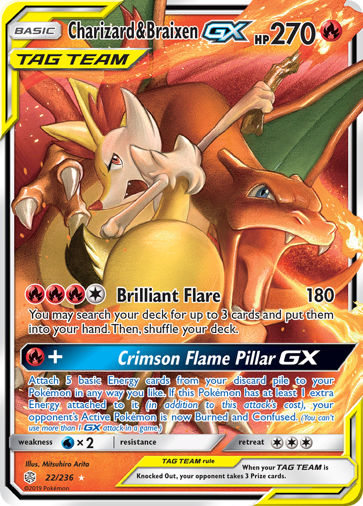 Charizard & Braixen GX (22/236) [Sun & Moon: Cosmic Eclipse] - Card Brawlers | Quebec | Canada | Yu-Gi-Oh!