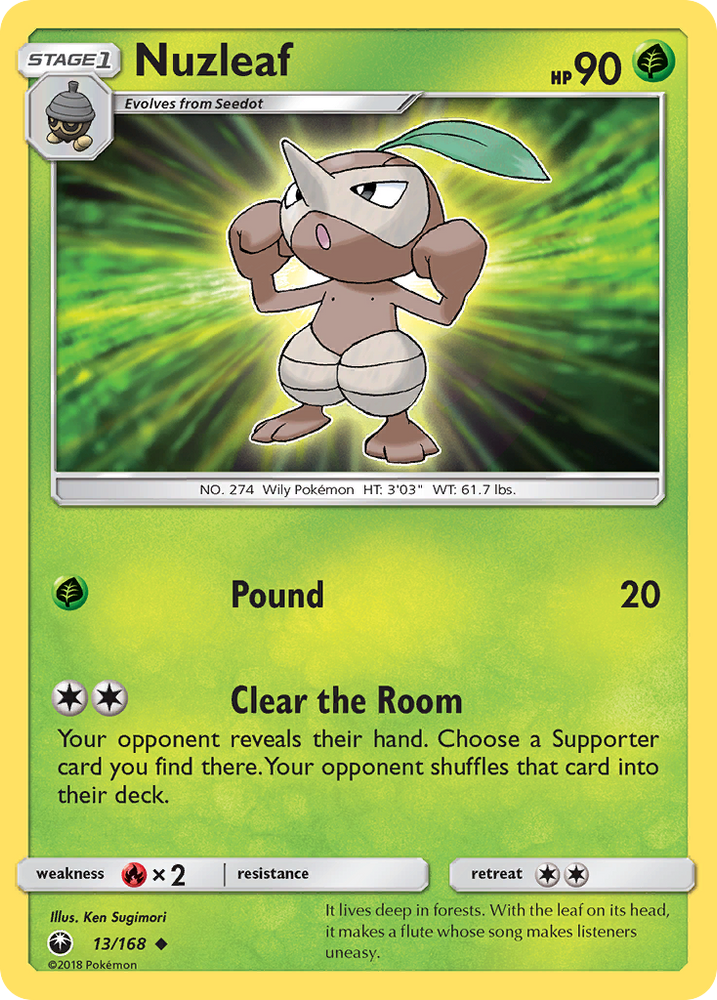 Nuzleaf (13/168) [Sun & Moon: Celestial Storm] - Card Brawlers | Quebec | Canada | Yu-Gi-Oh!