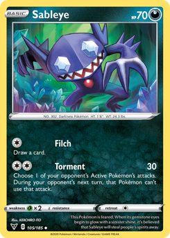 Sableye (105/185) [Sword & Shield: Vivid Voltage] - Card Brawlers | Quebec | Canada | Yu-Gi-Oh!