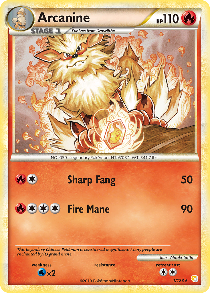 Arcanine (1/123) [HeartGold & SoulSilver: Base Set] - Card Brawlers | Quebec | Canada | Yu-Gi-Oh!