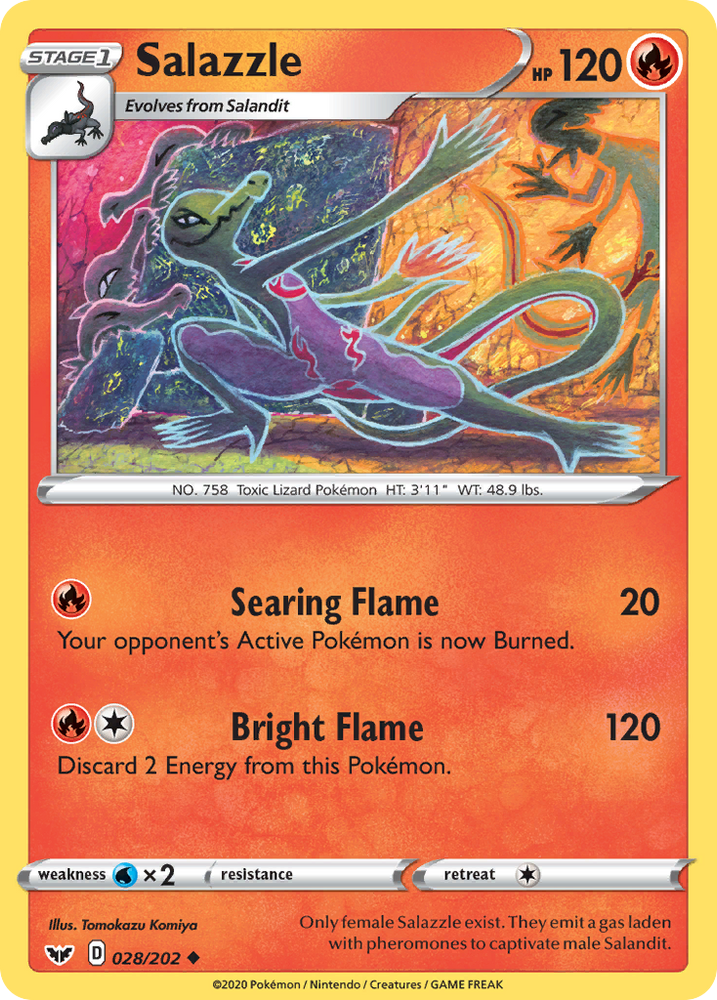 Salazzle (028/202) [Sword & Shield: Base Set] - Card Brawlers | Quebec | Canada | Yu-Gi-Oh!