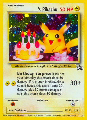 _____'s Pikachu (24) (Birthday Pikachu) [Wizards of the Coast: Black Star Promos] - Card Brawlers | Quebec | Canada | Yu-Gi-Oh!